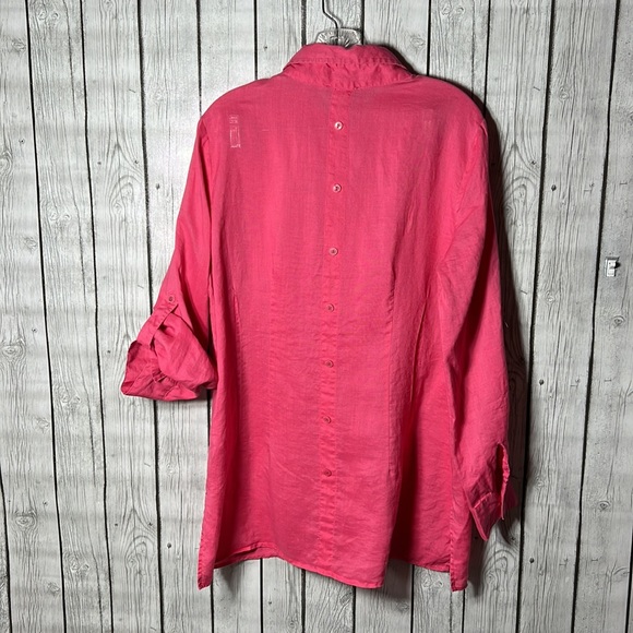 Lily moss pink button front linen top size Large - Picture 10 of 13